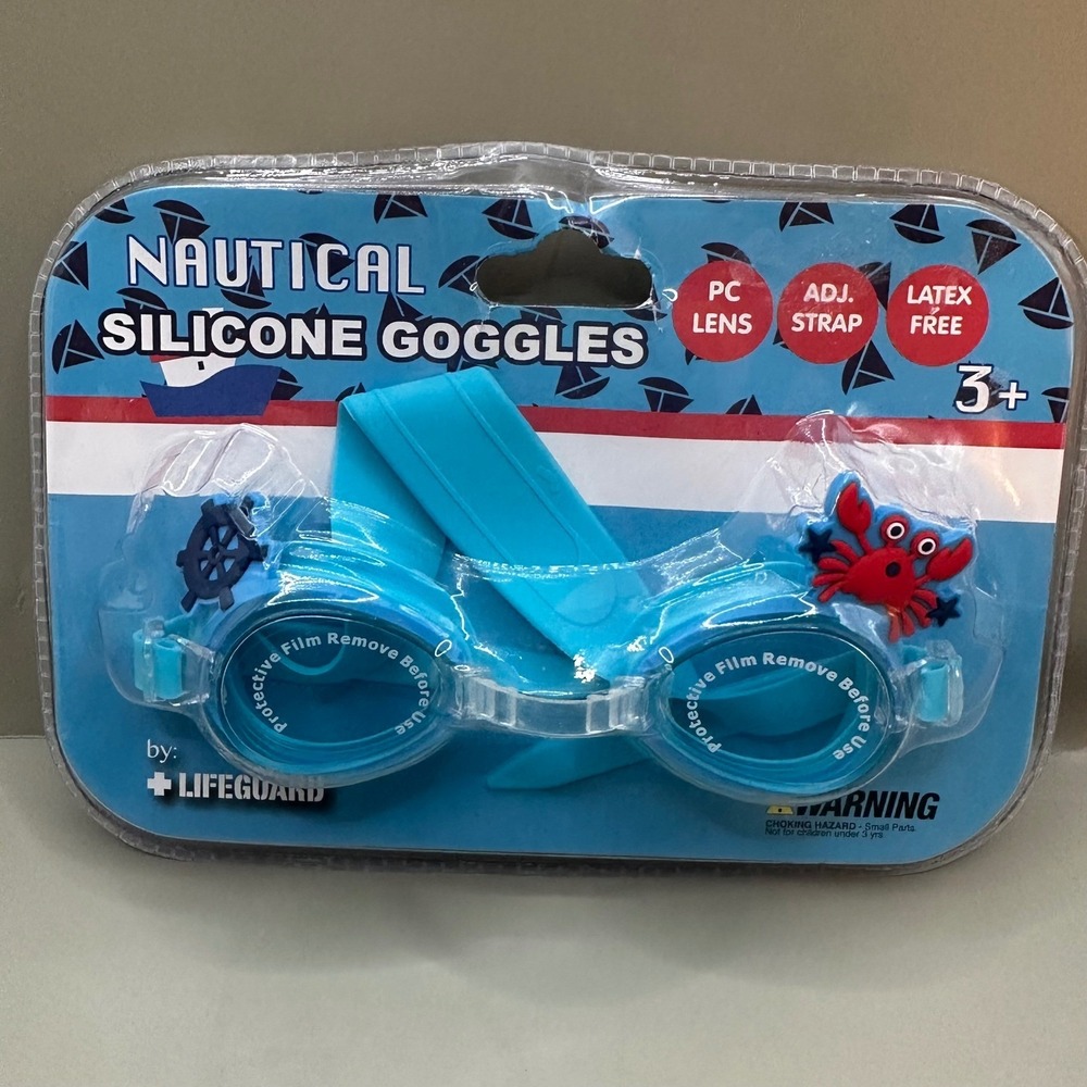 Nautical Silicone Goggles PC Lens Adjustable Strap Latex Free Kids Age 3+
